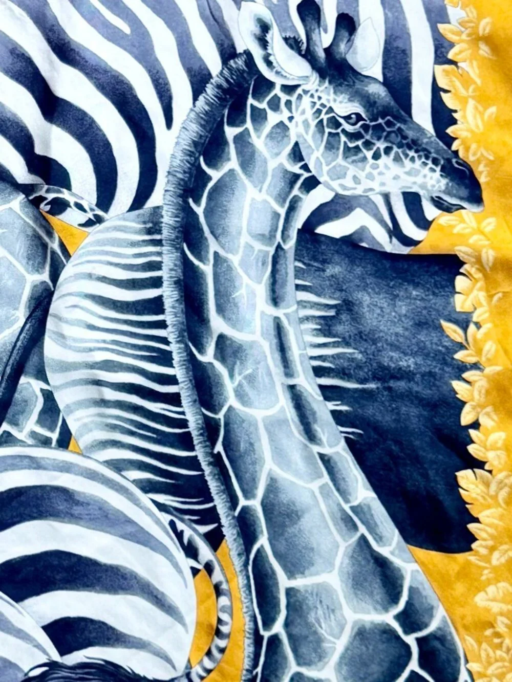 Salvatore Ferragamo Vintage Silk Scarf Zebra Giraffe Safari Animal 26